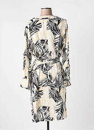 Rochie midi imprimeu fantezie mâneci lungi bej AKOZ DE TOI femeie