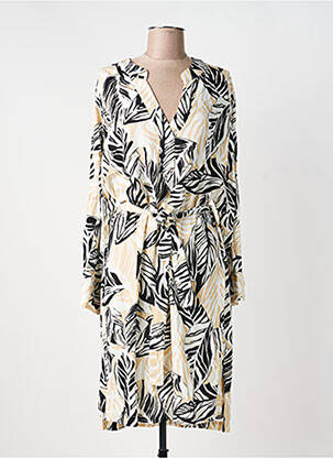 Rochie midi imprimeu fantezie mâneci lungi bej NOUGAT femme