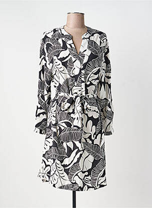 Rochie midi imprimeu fantezie mâneci lungi negru AKOZ DE TOI femme