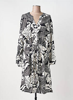 Rochie midi imprimeu fantezie mâneci lungi negru NOUGAT femme