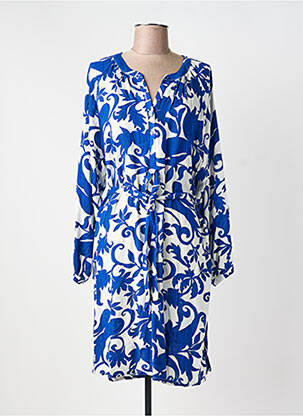 Rochie midi imprimeu fantezie mâneci lungi albastru AKOZ DE TOI femme