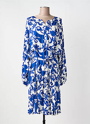 Rochie midi imprimeu fantezie mâneci lungi albastru NOUGAT femme