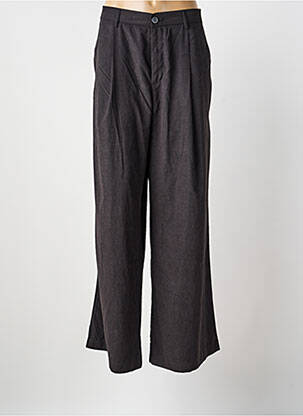 Pantalon drept închidere cu fermoar sub clapetă cu nasturi negru NINA CARTER femme