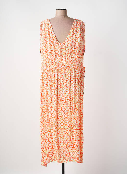 Rochie lungă imprimeu fantezie mâneci scurte portocaliu DEELUXE femme