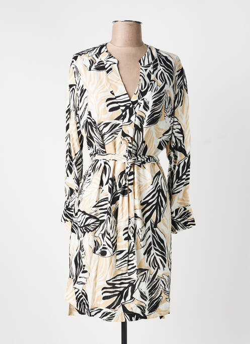 Rochie midi imprimeu fantezie mâneci lungi bej AKOZ DE TOI femme