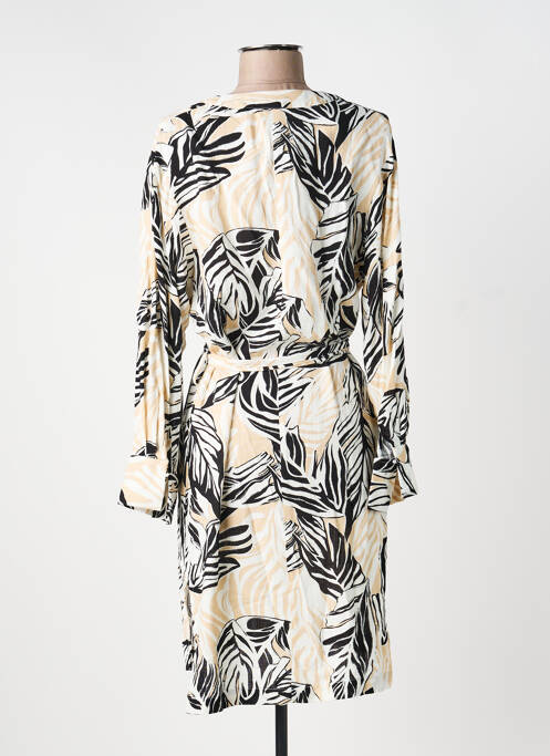 Rochie midi imprimeu fantezie mâneci lungi bej AKOZ DE TOI femme