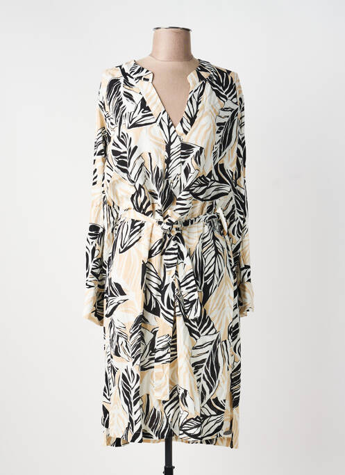 Rochie midi imprimeu fantezie mâneci lungi bej NOUGAT femme