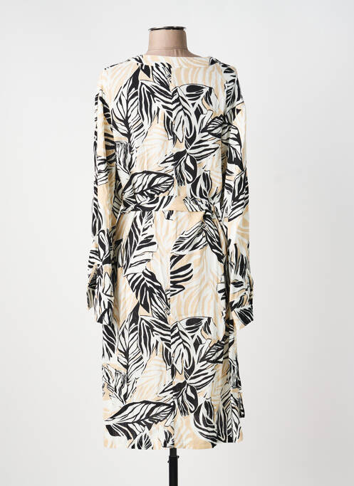 Rochie midi imprimeu fantezie mâneci lungi bej NOUGAT femme