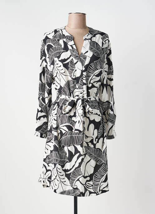 Rochie midi imprimeu fantezie mâneci lungi negru AKOZ DE TOI femme