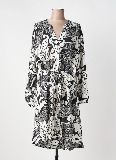 Rochie midi imprimeu fantezie mâneci lungi negru NOUGAT femme