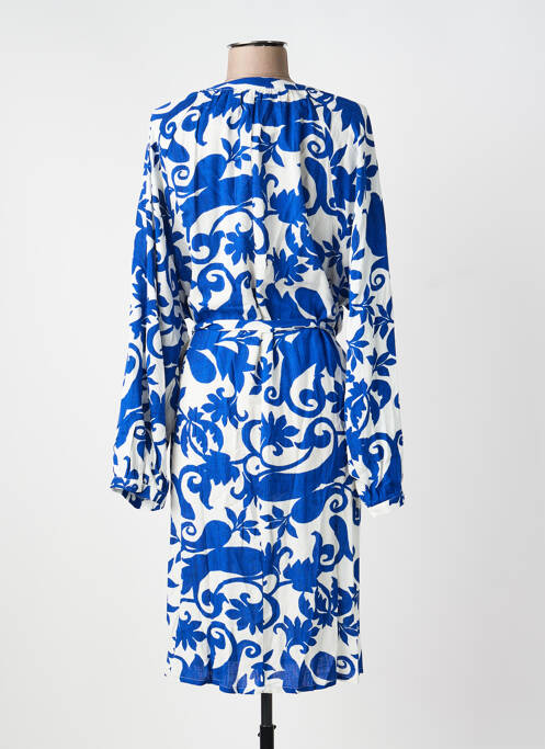 Rochie midi imprimeu fantezie mâneci lungi albastru NOUGAT femme