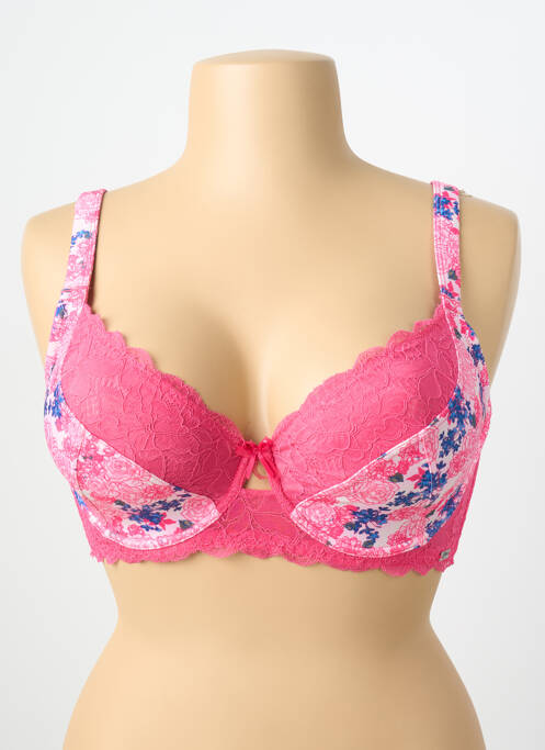 Sutien efect material satinat sutien cupe întregi cu decolteu înalt roz CYBÈLE femme