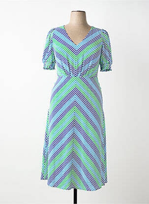 Rochie lungă imprimeu fantezie mâneci scurte albastru RALPH LAUREN femeie