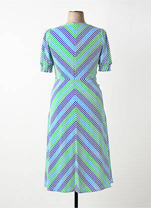 Rochie lungă imprimeu fantezie mâneci scurte albastru RALPH LAUREN femeie