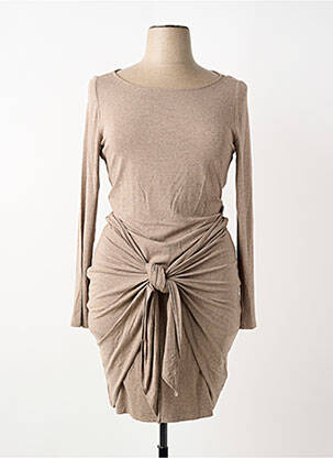 Rochie midi mâneci lungi mâneci lungi bej RALPH LAUREN femeie