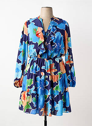 Rochie scurtă croială evazată mâneci lungi albastru RALPH LAUREN femeie