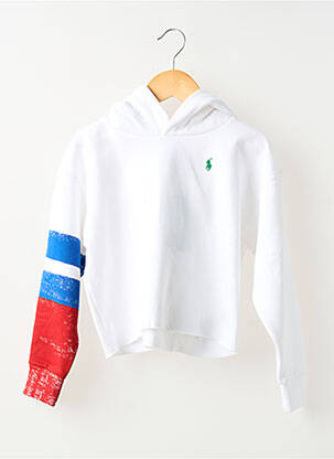 Hanorac cu glugă croială dreaptă mâneci lungi alb RALPH LAUREN băiat