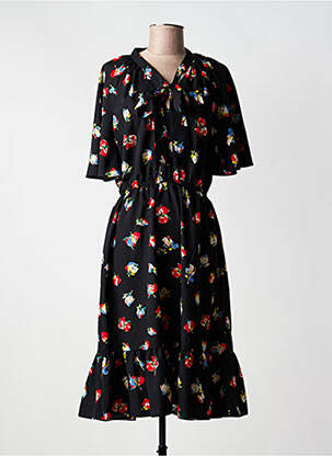 Rochie midi imprimeu fantezie mâneci scurte negru RALPH LAUREN femeie
