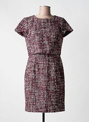 Rochie midi imprimeu fantezie mâneci scurte violet BROOKS BROTHERS femeie