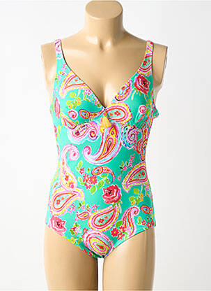 Costum de baie dintr-o singură piesă efect material satinat sutien cu susținere înaltă și burete detașabil verde ANTIGEL femme