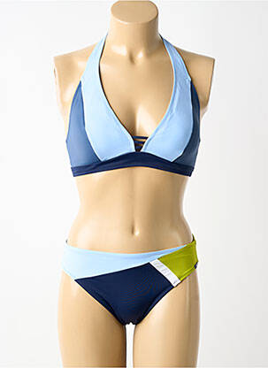 Costum de baie din două piese elasticitate sutien cu susținere înaltă și burete detașabil albastru LIDEA femeie