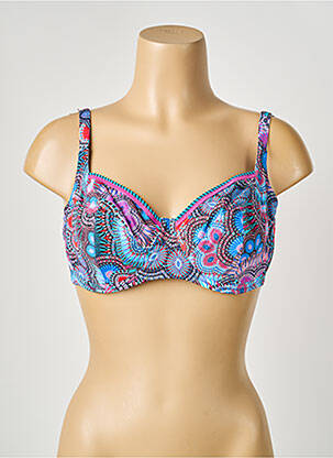 Sutien de costum de baie elasticitate sutien balconet cu decolteu înalt albastru ANTIGEL femeie