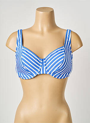 Sutien efect material satinat sutien cupe întregi cu decolteu înalt albastru LIDEA femme