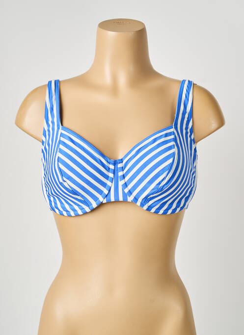 Sutien efect material satinat sutien cupe întregi cu decolteu înalt albastru LIDEA femme