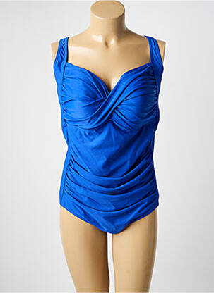 Costum de baie dintr-o singură piesă efect material satinat top sutien modelat albastru DAMART femeie