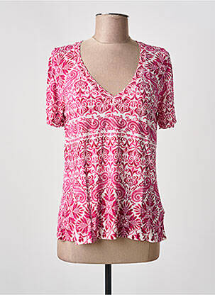 Pulover croială cambrată mâneci scurte roz IVKO femme