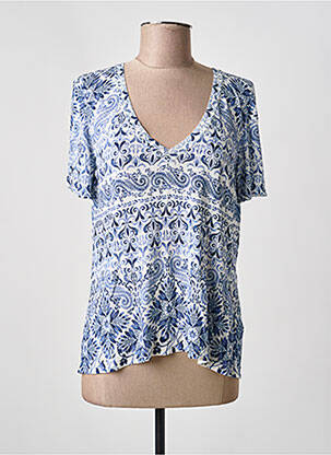 Pulover croială cambrată mâneci scurte albastru IVKO femme