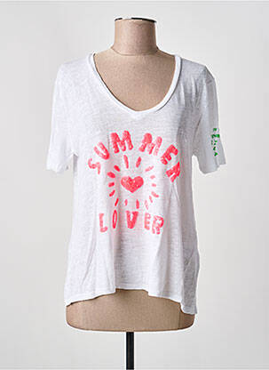 Tricou guler în v mâneci scurte alb GRACE femme