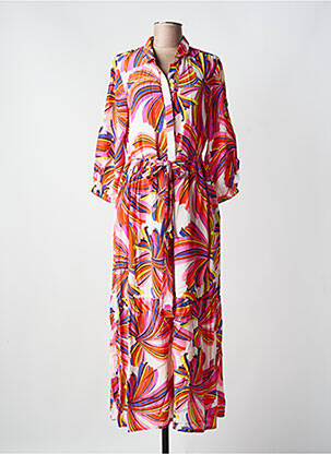 Rochie lungă croială fluidă mâneci 3/4 portocalie YESS. femeie