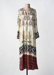 Rochie lungă mâneci lungi mâneci lungi maro GRACE femeie