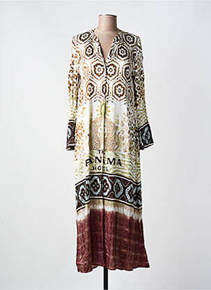 Rochie lungă mâneci lungi mâneci lungi maro GRACE femme