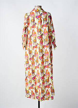 Rochie lungă imprimeu fantezie mâneci 3/4 portocalie YESS. femeie
