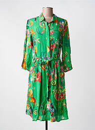 Rochie midi imprimeu floral mâneci lungi verde YESS. femeie