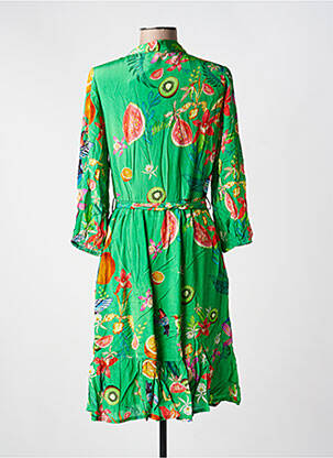 Rochie midi imprimeu floral mâneci lungi verde YESS. femeie