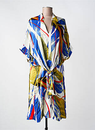 Rochie midi imprimeu fantezie mâneci scurte albastru LOLA CASADEMUNT femme