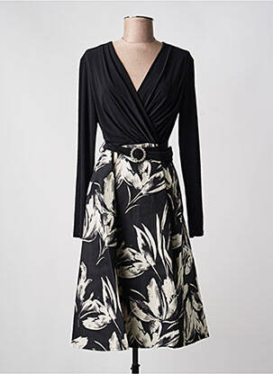 Rochie midi imprimeu floral mâneci lungi negru JOSEPH RIBKOFF femme