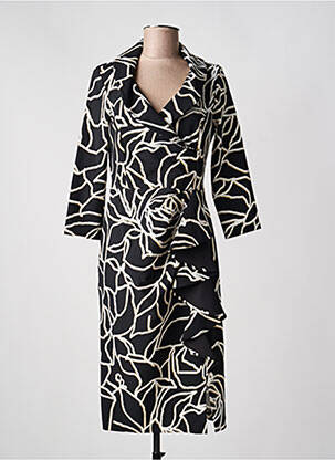 Rochie midi imprimeu fantezie mâneci lungi negru JOSEPH RIBKOFF femme