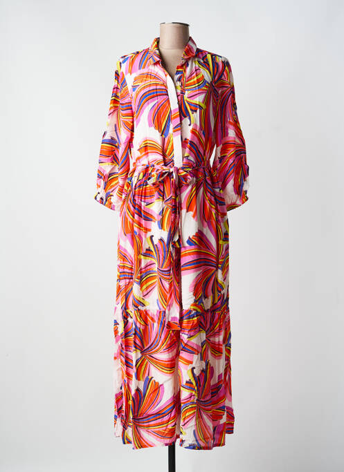 Rochie lungă croială fluidă mâneci 3/4 portocaliu YESS. femme