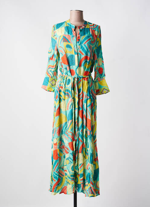 Rochie lungă mâneci lungi mâneci lungi albastru IVKO femme