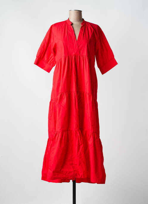 Rochie midi croială evazată mâneci scurte roșu LOLA CASADEMUNT femme