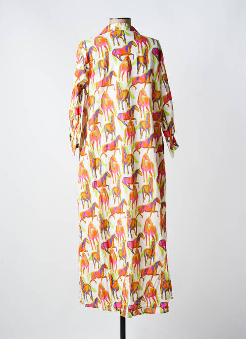 Rochie lungă imprimeu fantezie mâneci 3/4 portocaliu YESS. femme