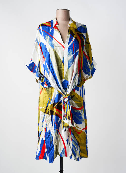 Rochie midi imprimeu fantezie mâneci scurte albastru LOLA CASADEMUNT femme