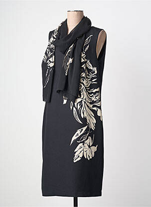 Rochie midi imprimeu floral fără mâneci negru ELENA MIRO femeie