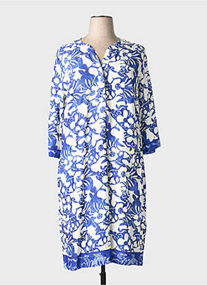 Rochie midi mâneci 3/4 mâneci 3/4 albastru LIKE ME. femeie