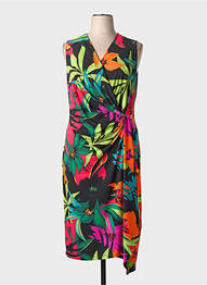 Rochie midi imprimeu floral fără mâneci negru JOSEPH RIBKOFF femme