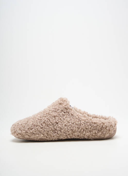 Papuci/pantofi de casă vârf rotund toc plat până la 3 cm bej VERBENAS femme
